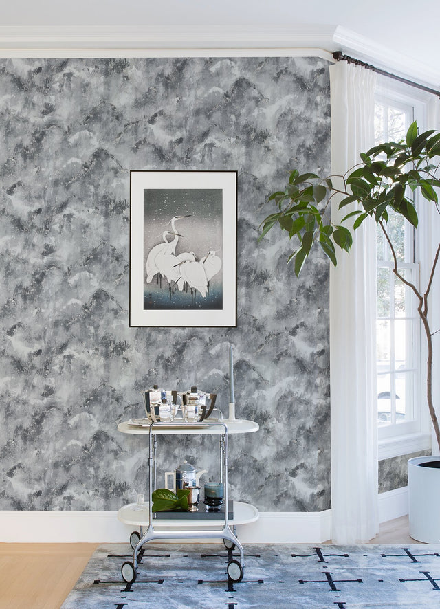 Toula Charcoal Abstract Wallpaper with Metallic Effect - A-Street Prints 4019-86476