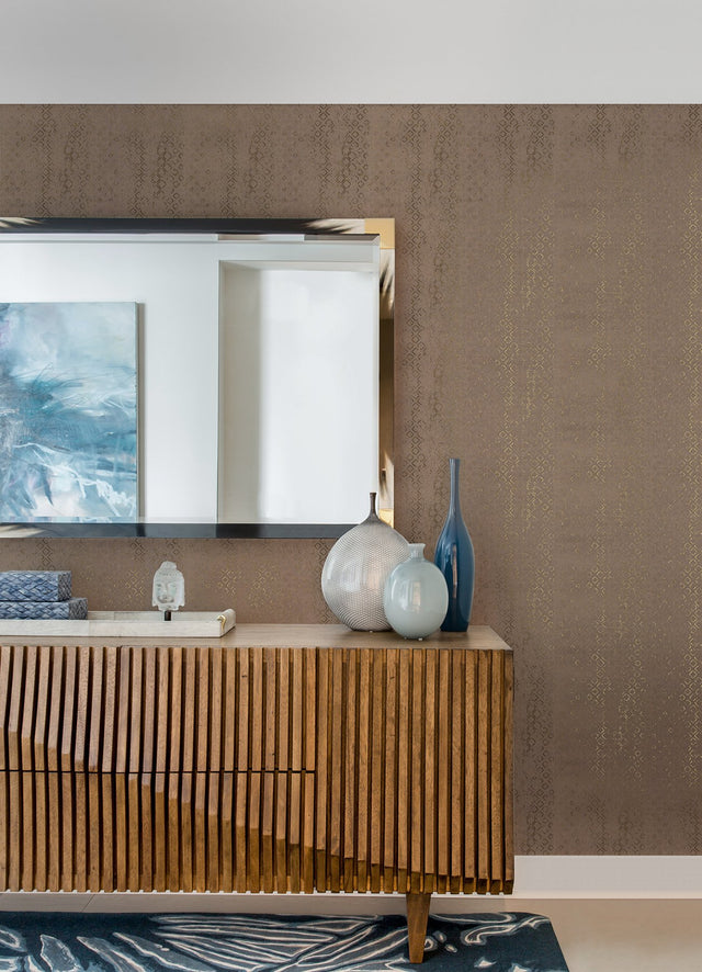 Alama Bronze Diamond Wallpaper with Metallic Geometric Pattern - Brewster 4019-86478