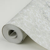 Alama Platinum Diamond Wallpaper with Modern Geometric Pattern, Metallic Foil on Non Woven - A?Street Prints 4019-86479