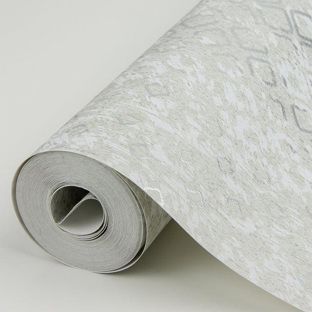 Alama Platinum Diamond Wallpaper with Modern Geometric Pattern, Metallic Foil on Non Woven - A?Street Prints 4019-86479