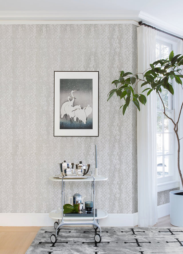 Alama Platinum Diamond Wallpaper with Modern Geometric Pattern, Metallic Foil on Non Woven - A?Street Prints 4019-86479