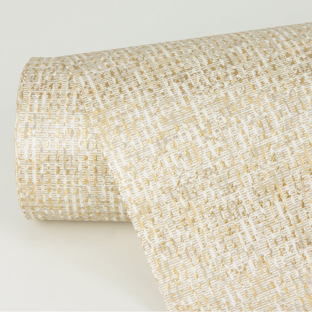 Maia Gold Faux Linen Wallpaper with Metallic Raised Ink Texture - A-Street Prints 4019-86480
