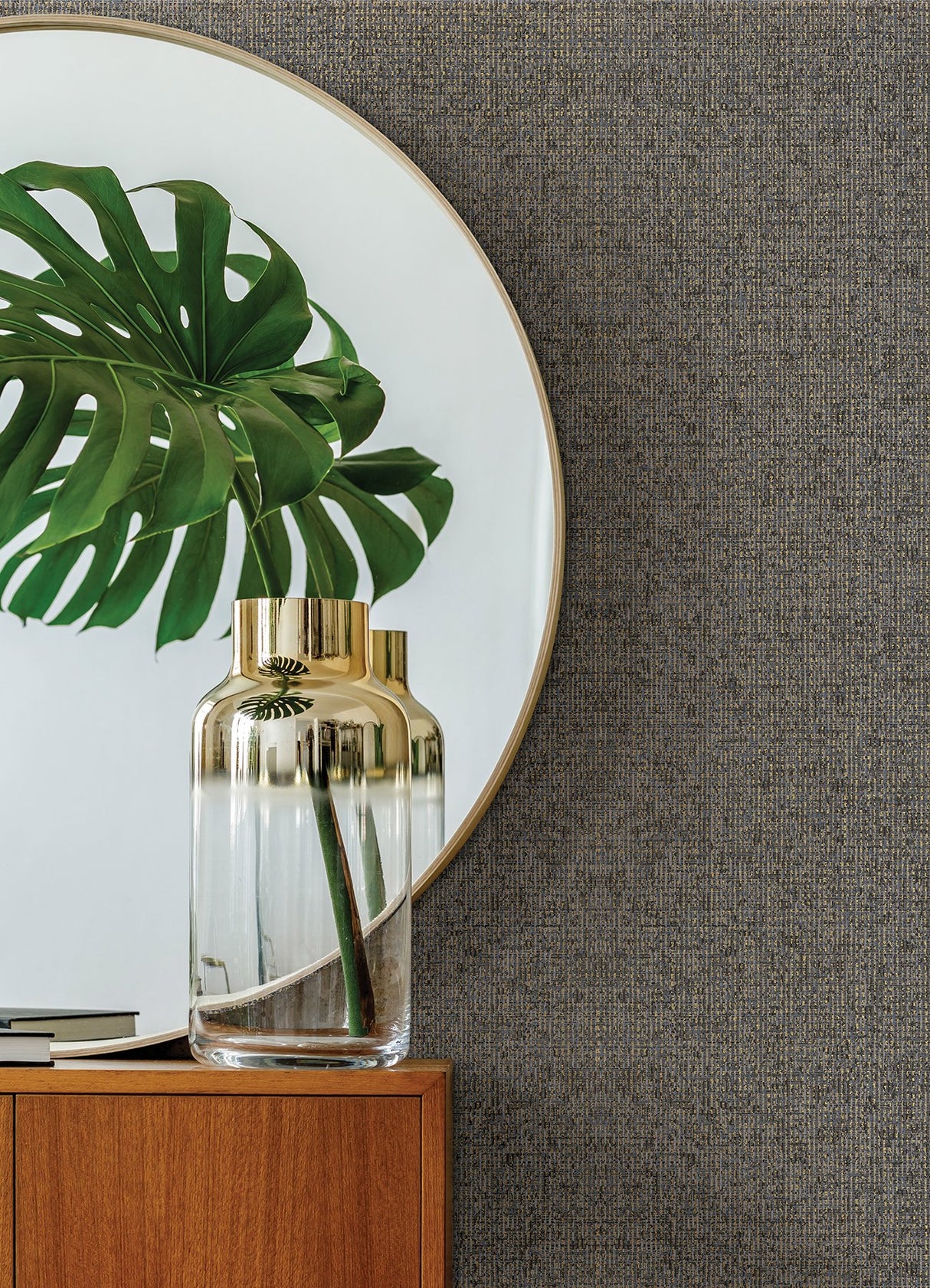 Maia Stone Faux Linen Wallpaper with Metallic Textured Fabric & Woven Look - A-Street Prints 4019-86481