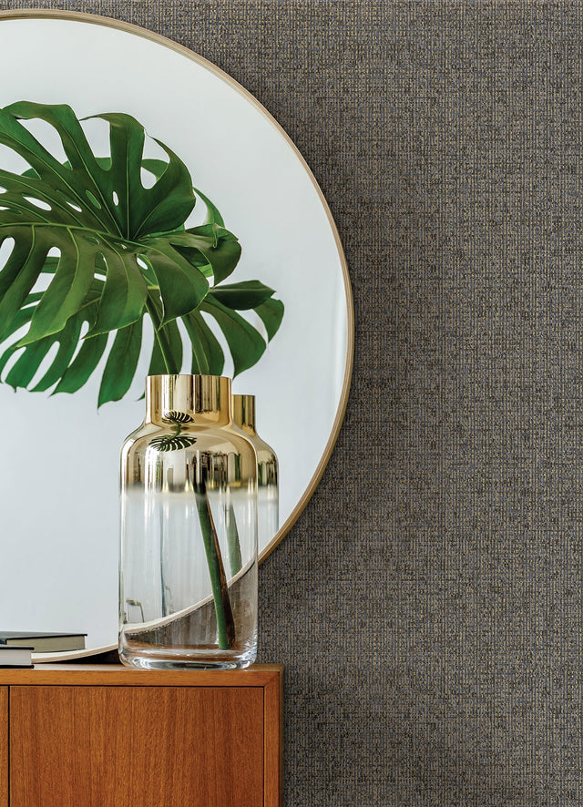 Maia Stone Faux Linen Wallpaper with Metallic Textured Fabric & Woven Look - A-Street Prints 4019-86481