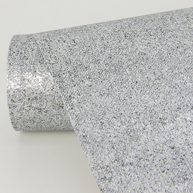 Nysa Silver High Gloss Wallpaper with Glam Graphic Fabric Texture - Brewster 4019-86483