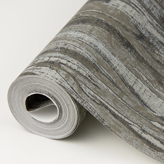 Suna Charcoal Woodgrain Wallpaper with Metallic Foil on Non Woven - A-Street Prints 4019-86487