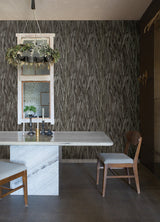 Suna Charcoal Woodgrain Wallpaper with Metallic Foil on Non Woven - A-Street Prints 4019-86487