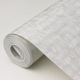 Zeke Silver Imitation Fabric Metallic Wallpaper with Foil on Non Woven Texture - Brewster 4019-86488