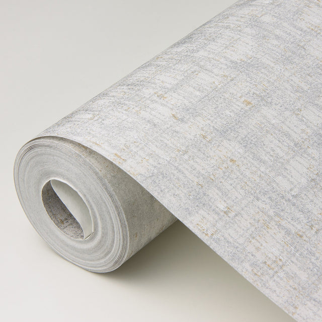 Zeke Silver Imitation Fabric Metallic Wallpaper with Foil on Non Woven Texture - Brewster 4019-86488