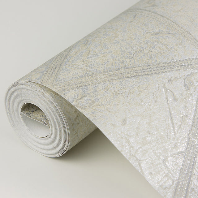 Mayari Platinum Tiled Wallpaper with Metallic Raised Ink Geometric Pattern - A-Street Prints 4019-86489