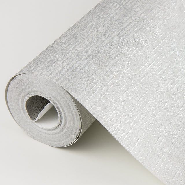Tanso Silver Textured Wallpaper with Distressed Textures Metallic Raised Ink - Brewster 4019-86490