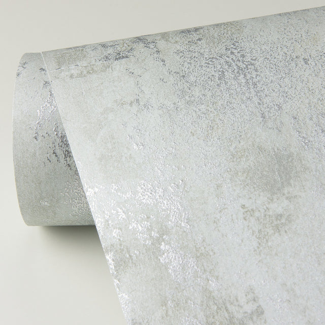 Deimos Silver Distressed Texture Wallpaper with Metallic Foil on Non Woven - Brewster 4019-86493