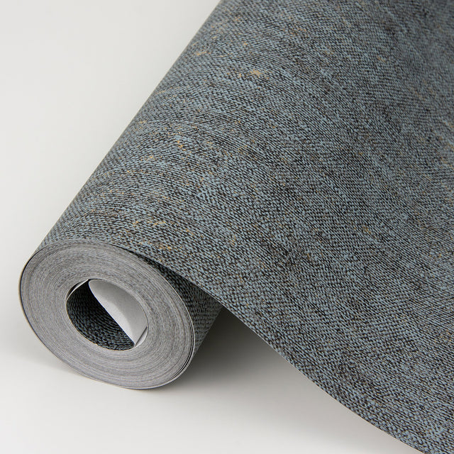 Reuss Slate Faux Fabric Wallpaper with Metallic Raised Ink Texture - A-Street Prints 4019-86497