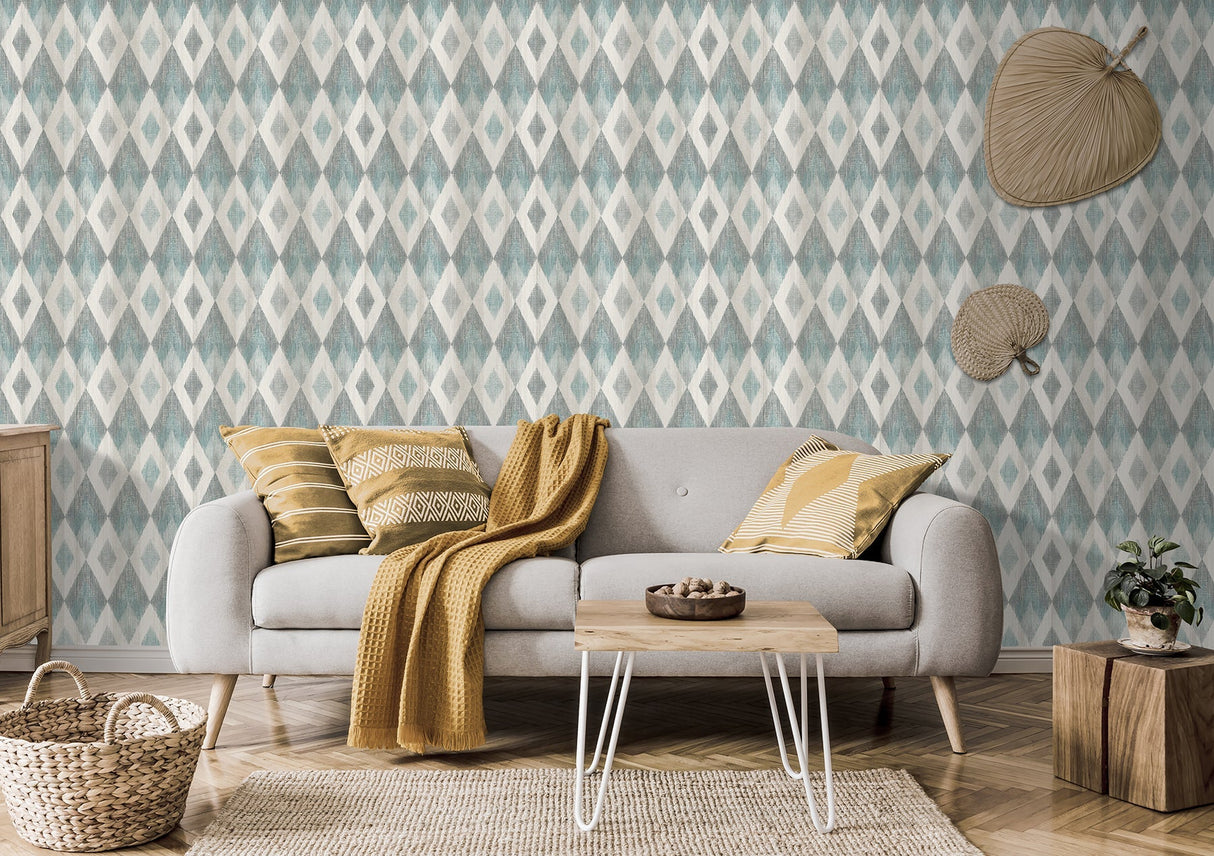 Ace Teal by Advantage Diamond Wallpaper – Brewster Home Fashions 4020-96101