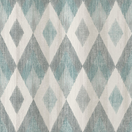 Ace Teal Diamond Wallpaper geometric teal and grey pattern with room scene