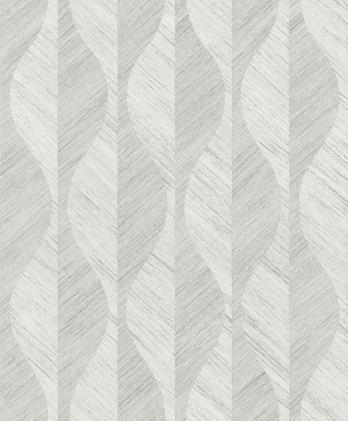 Oresome Silver Ogee Wallpaper with Metallic Raised Ink Texture - Advantage 4025-82503