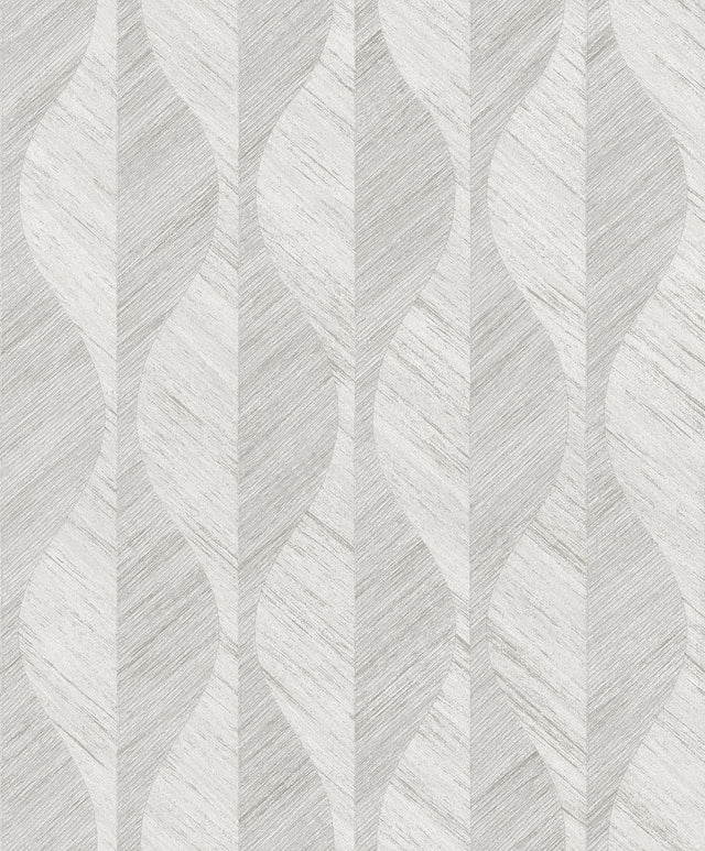 Oresome Silver Ogee Wallpaper with Metallic Raised Ink Texture - Advantage 4025-82503