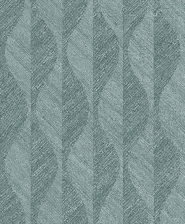 Oresome Teal Ogee Wallpaper with Metallic Textured Graphics - Advantage 4025-82505
