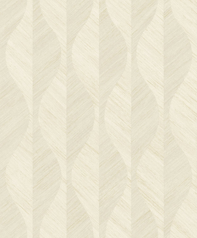 Oresome Cream Ogee Wallpaper with Metallic Textured Graphics - Advantage 4025-82507
