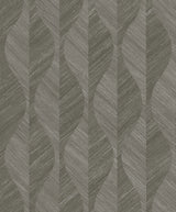 Oresome Dark Grey Ogee Wallpaper with Metallic Raised Ink Texture - Advantage 4025-82509