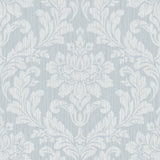 Galois Light Blue Damask Wallpaper with Metallic Raised Textured Ink - Advantage 4025-82521