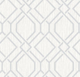 Frege Silver Trellis Wallpaper with Metallic Textured Geometric Pattern - Advantage 4025-82525
