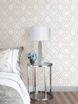 Frege Silver Trellis Wallpaper with Metallic Textured Geometric Pattern - Advantage 4025-82525