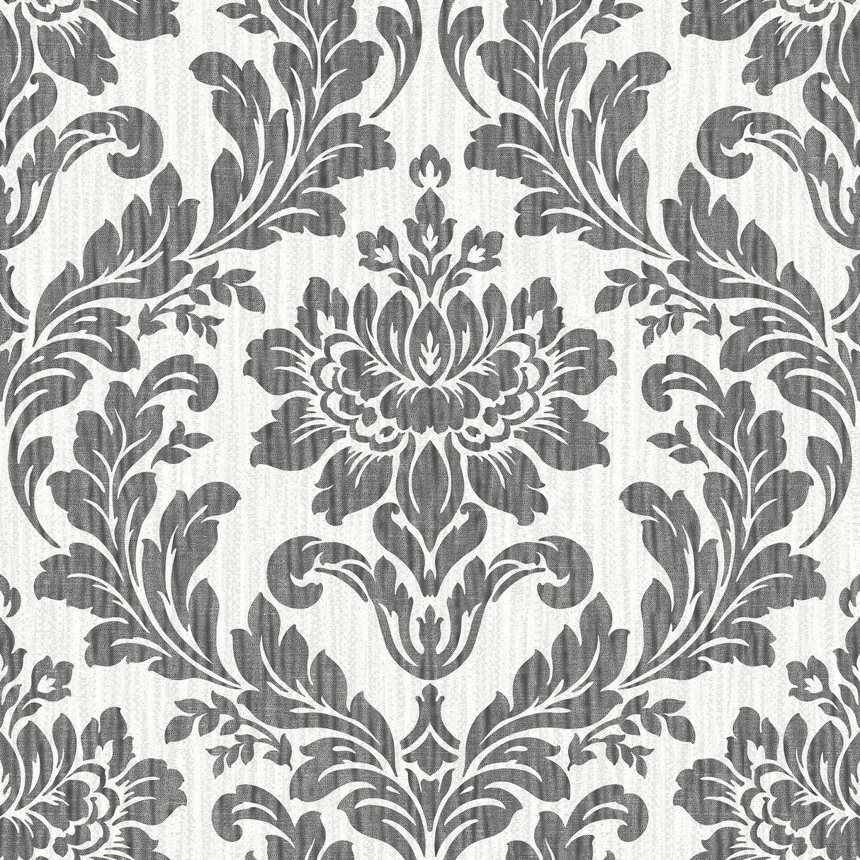 Galois Black Damask Wallpaper with Metallic Textured Raised Ink - Advantage 4025-82527