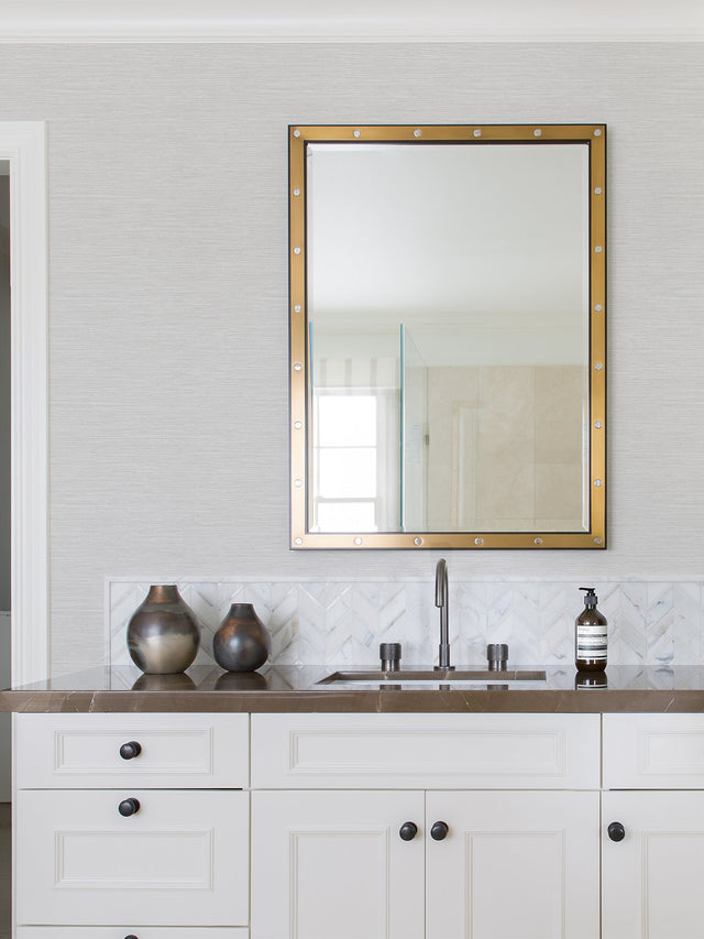 Cantor Light Grey Faux Grasscloth Wallpaper with Pearlescent Raised-Ink Texture - Advantage 4025-82531