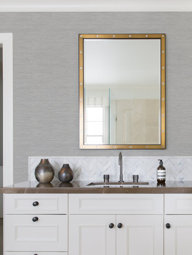 Cantor Grey Faux Grasscloth Wallpaper with Raised Ink Texture - Advantage 4025-82532