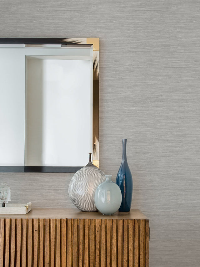 Cantor Grey Faux Grasscloth Wallpaper with Raised Ink Texture - Advantage 4025-82532