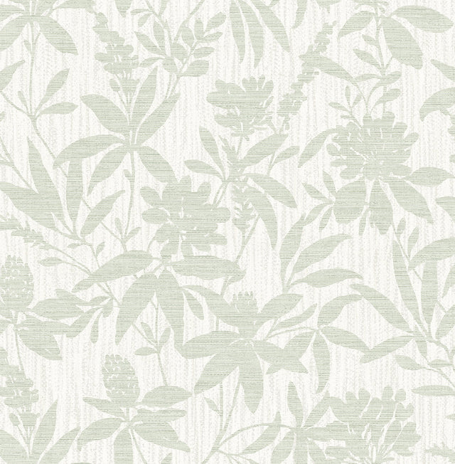 Riemann Green Floral Wallpaper with Textured Pearlescent Botanical Pattern - Advantage 4025-82535