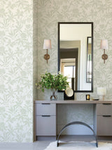 Riemann Green Floral Wallpaper with Textured Pearlescent Botanical Pattern - Advantage 4025-82535