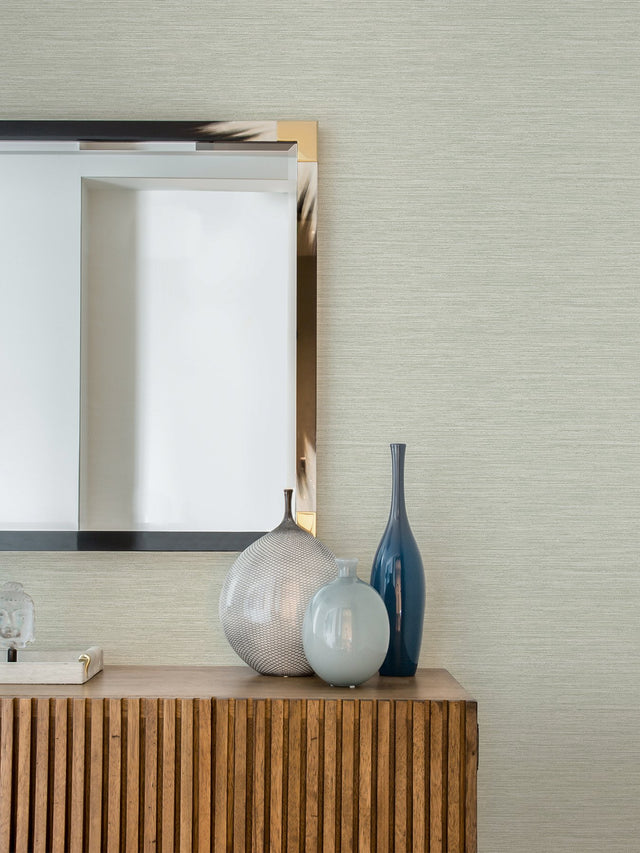 Cantor Light Green Faux Grasscloth Wallpaper with Raised Ink Texture - Advantage 4025-82536