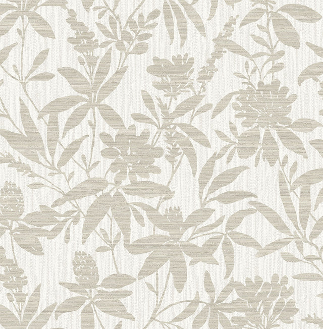 Riemann Beige Floral Wallpaper with Botanical Textured Raised Ink - Advantage 4025-82537