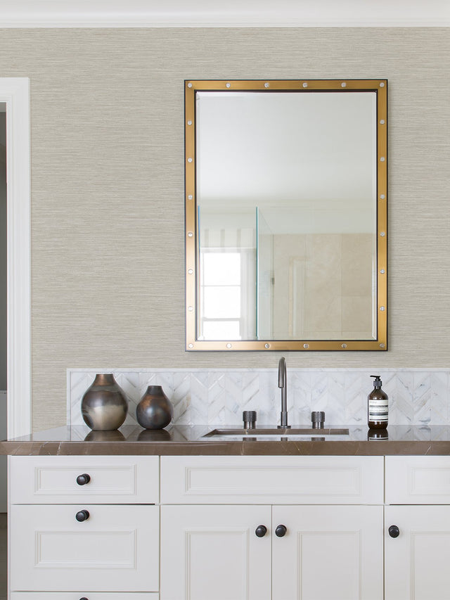 Cantor Beige Faux Grasscloth Wallpaper with Raised Ink Texture - Advantage 4025-82538