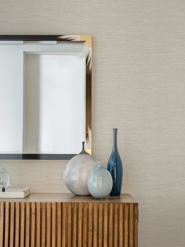 Cantor Beige Faux Grasscloth Wallpaper with Raised Ink Texture - Advantage 4025-82538