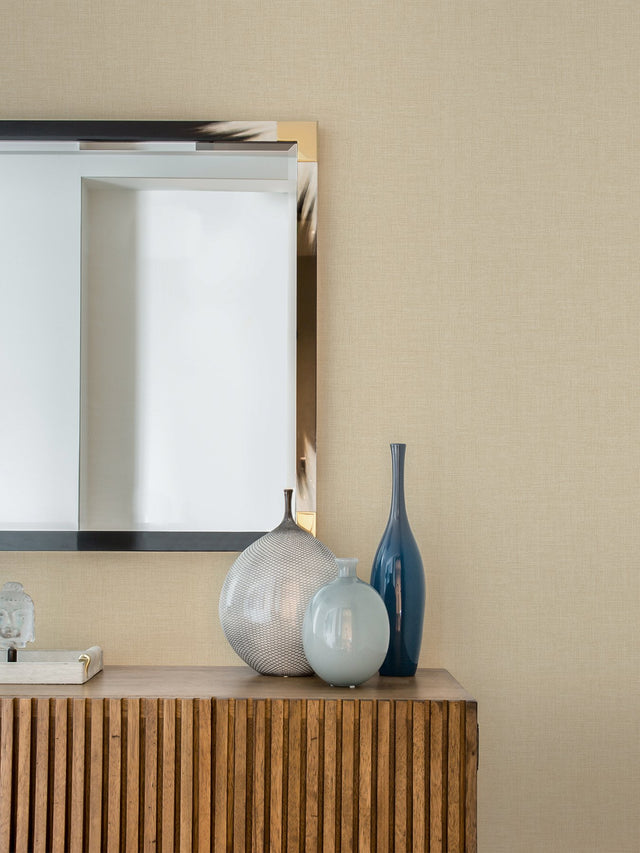 Wallis Beige Faux Linen Wallpaper with Raised Textured Fabric Weave - Advantage 4025-82540