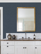 Wallis Indigo Faux Linen Textured Wallpaper with Fabric & Woven Texture - Advantage 4025-82542