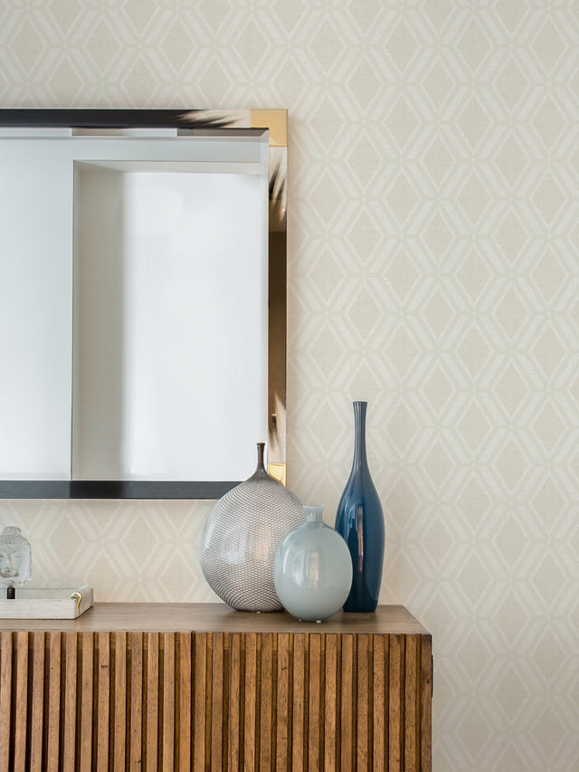 Mersenne Taupe Geometric Wallpaper with Raised Ink Texture - Advantage 4025-82543
