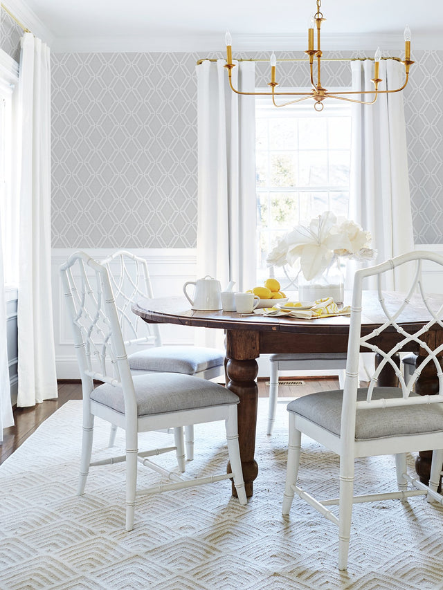 Mersenne Grey Geometric Wallpaper with Modern Geometric Diamond Pattern - Advantage 4025-82545