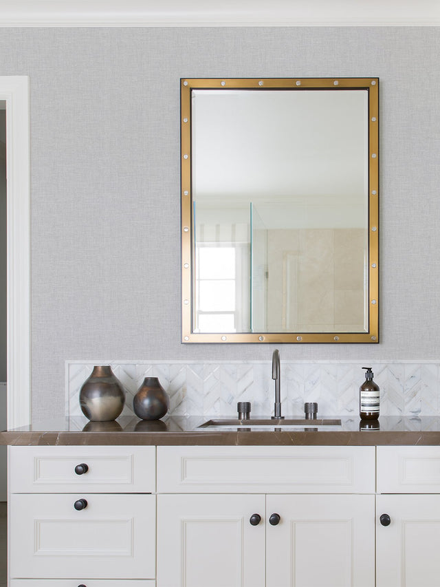 Wallis Grey Faux Linen Wallpaper with Fabric & Woven Texture, Raised Ink - Brewster 4025-82546