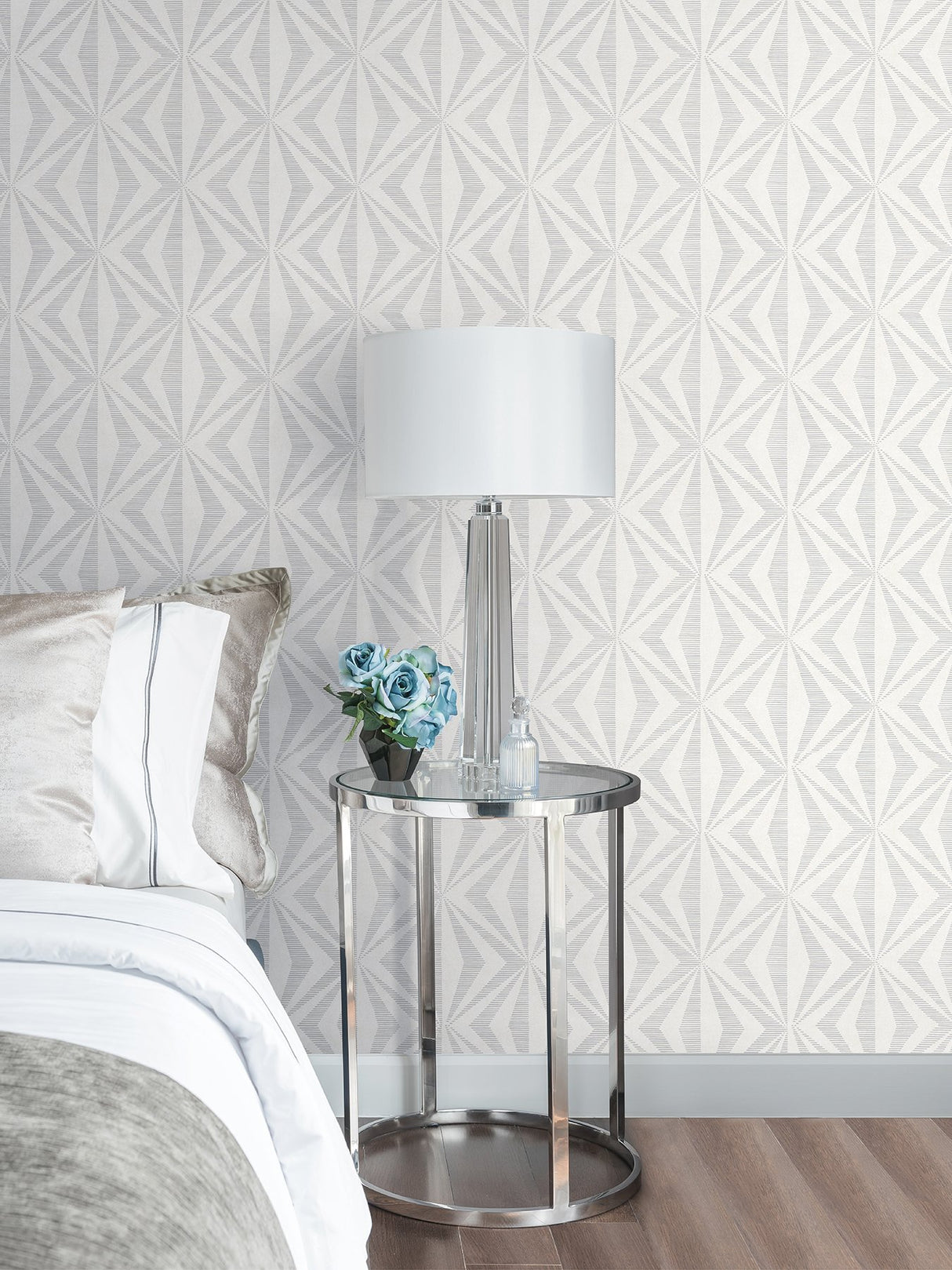 Monge Silver Geometric Wallpaper with Metallic Raised Ink Texture - Advantage 4025-82548
