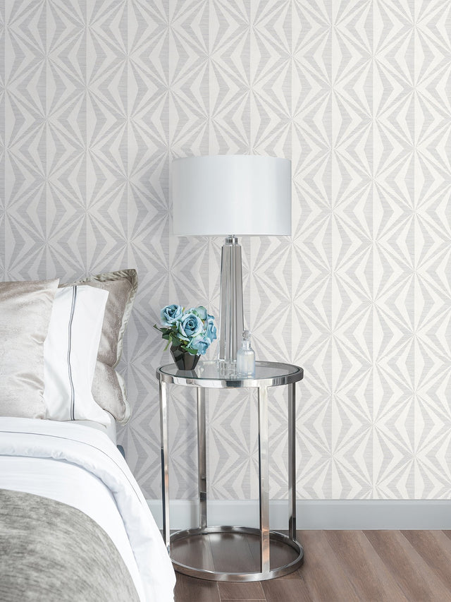 Monge Silver Geometric Wallpaper with Metallic Raised Ink Texture - Advantage 4025-82548
