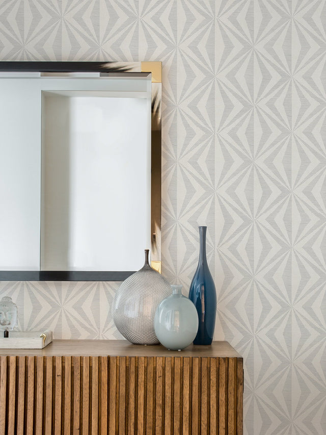 Monge Silver Geometric Wallpaper with Metallic Raised Ink Texture - Advantage 4025-82548