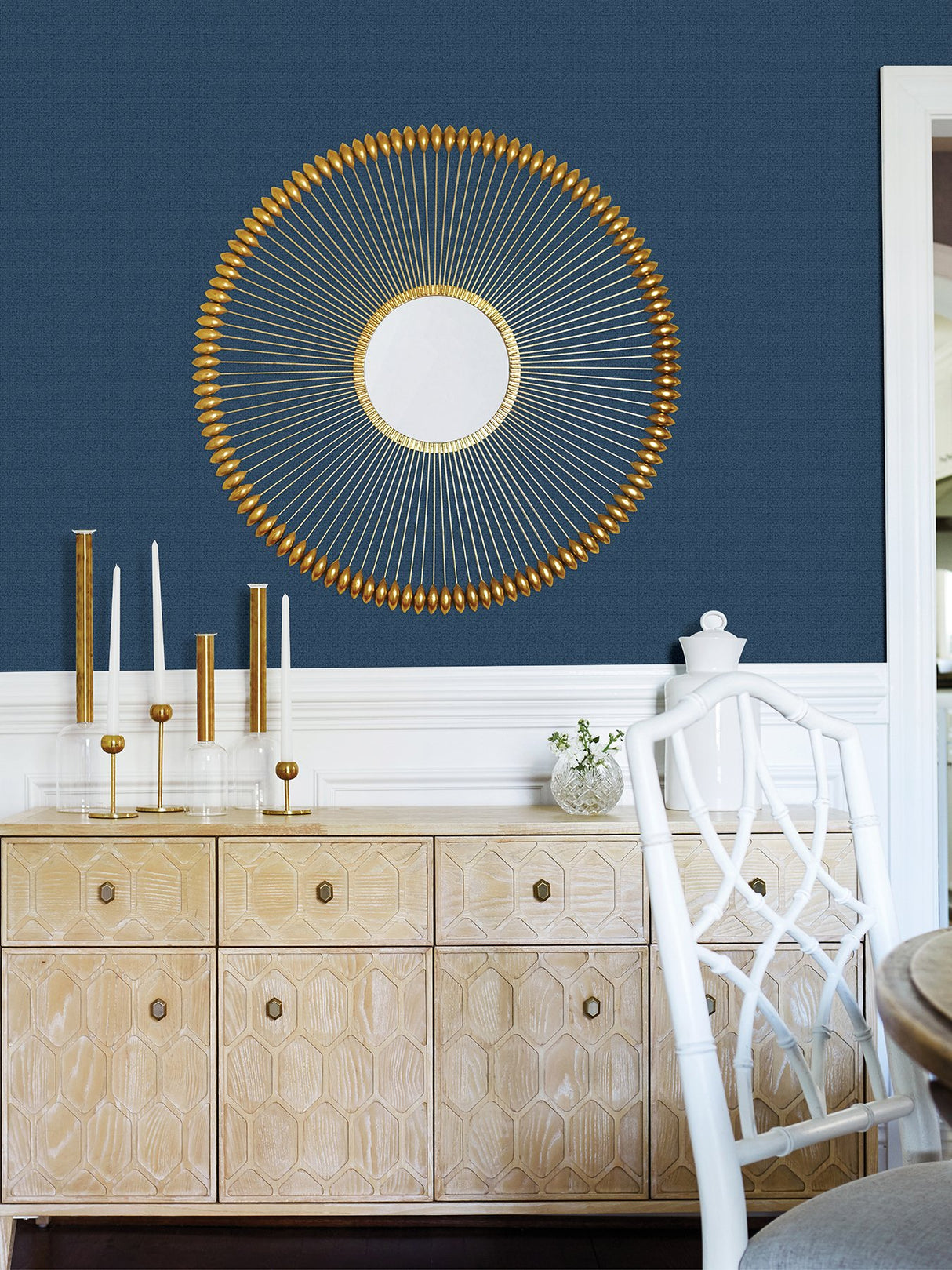 Hilbert Navy Geometric Wallpaper with Modern Geometric Texture - Brewster 4025-82551