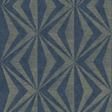 Monge Blue Geometric Wallpaper with Metallic Raised Ink Art Deco Pattern - Advantage 4025-82552