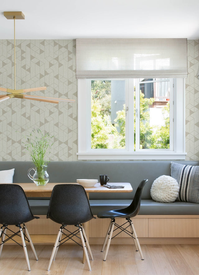 Fairbank Champagne Linen Geometric Wallpaper with Modern Graphic Pattern - A-Street Prints 4034-26770