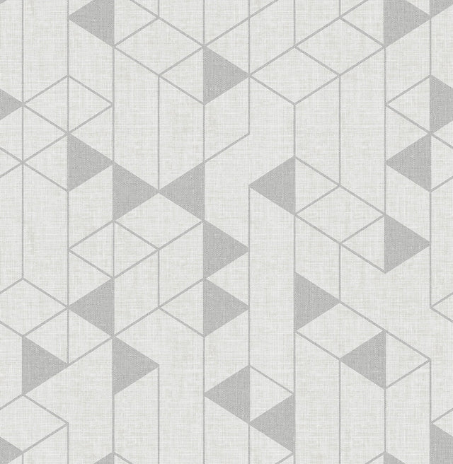 Fairbank Silver Linen Geometric Wallpaper with Modern Metallic Graphic Pattern - Brewster 4034-26771