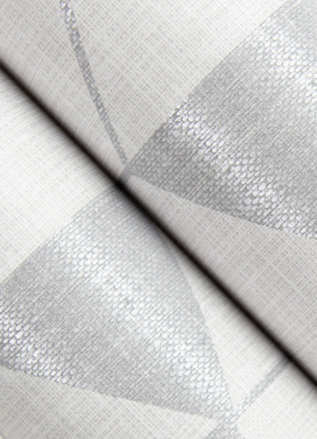 Fairbank Silver Linen Geometric Wallpaper with Modern Metallic Graphic Pattern - Brewster 4034-26771